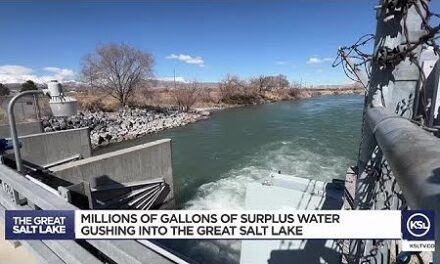 Millions of gallons of surplus water gushes into the Great Salt Lake